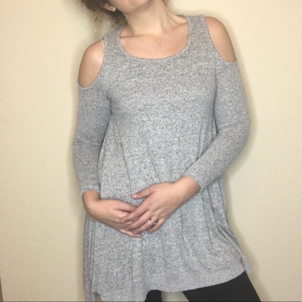 Cold shoulder Charcoal Sweater